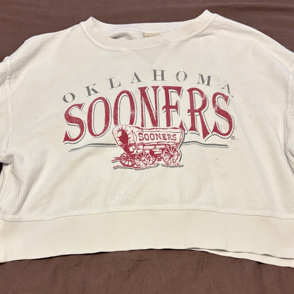 Oklahoma Sooners White Cropped Sweatshirt
